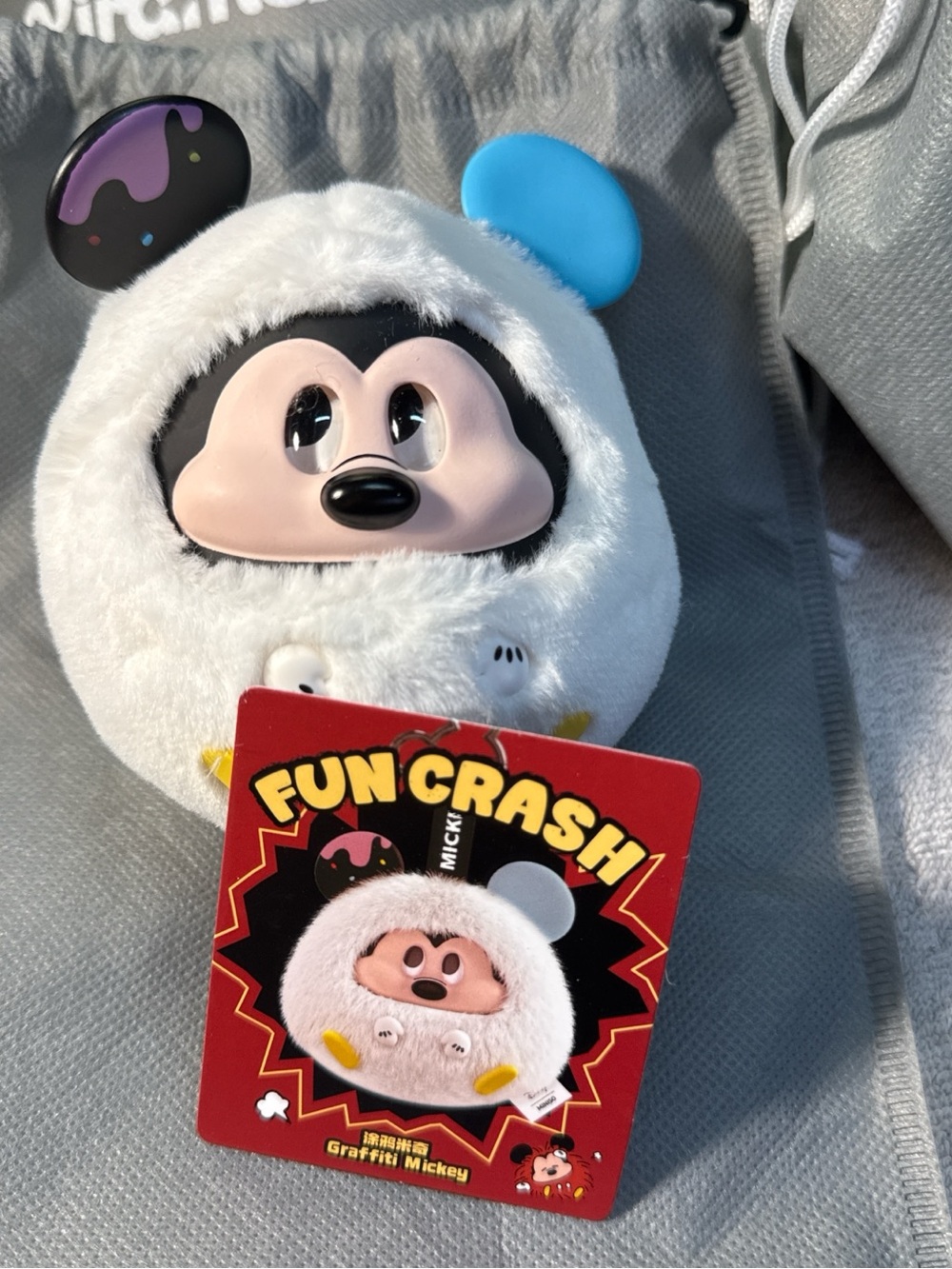 Mickey Graffiti Fun Crash Plush Toy - White & Blue